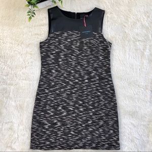 Cynthia Rowley Black/white tweed dress w/leather
